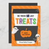 Noトリックハロウィーンコーヒーギフトカードホルダー 招待状 (正面/裏面)
