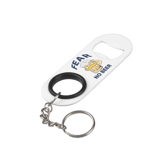 NOビールブルーおもしろい文字を恐れる キーホルダー栓抜き (裏面アングル)