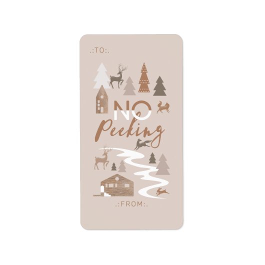 Noピーキングウッドランド動物の居心地の良い村 ラベル (正面)