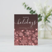 Noフォトホリデークリスマスグリッター雪バラ金ゴールド シーズンポストカード (スタンド正面)