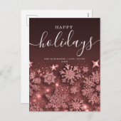 Noフォトホリデークリスマスグリッター雪バラ金ゴールド シーズンポストカード (正面/裏面)