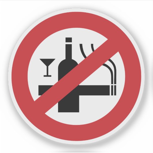 NO喫煙アルコール⚠タイのサイン⚠ シール (正面)