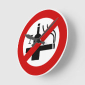 NO喫煙アルコール⚠タイのサイン⚠ ラウンド壁時計 (傾斜)