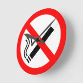 NO喫煙標識 – UK標識 ラウンド壁時計 (傾斜)