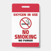 No喫煙 – 使用中の酸素 – No Fumar バッジ (裏面)