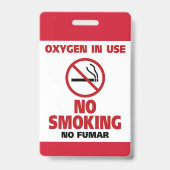 No喫煙 – 使用中の酸素 – No Fumar バッジ (正面)