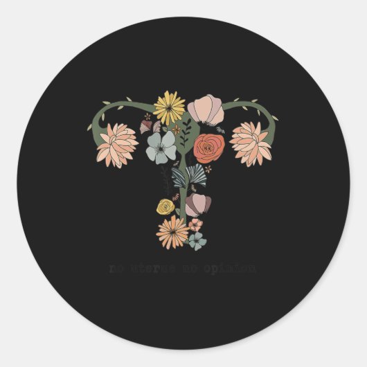 No子宮No OpinionフェミニストPro Choice女性R ラウンドシール (正面)