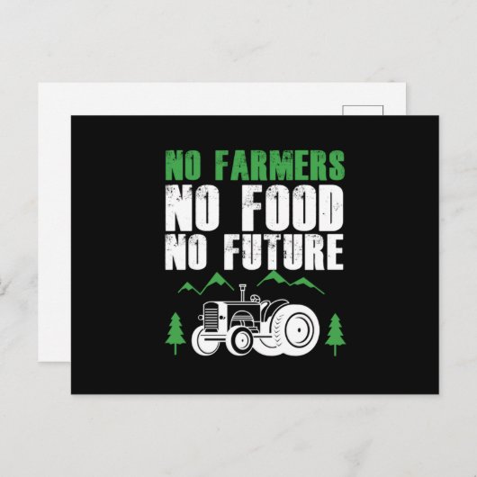 No農家No Food No Futureファーム農業トラクター ポストカード (正面/裏面)