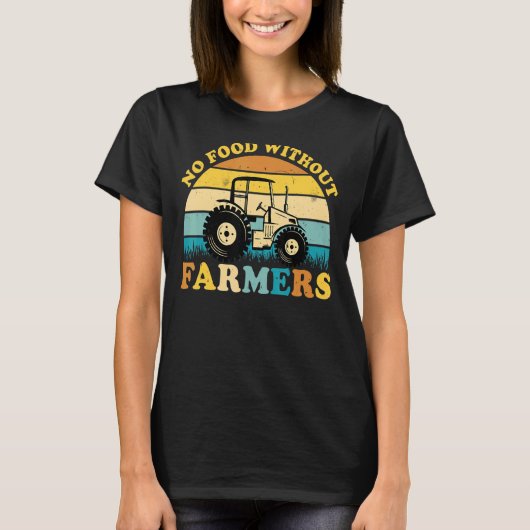 No食品なし農家レトロ農業トラクター Tシャツ (正面)