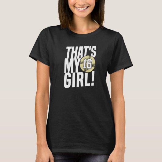 No16その私の女の子16ソフトボールママパパ Tシャツ (正面)