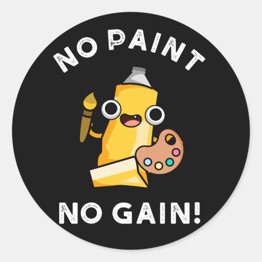 No 絵を描 No Gainおもしろい 絵を描 Pun Dark BG ラウンドシール (正面)