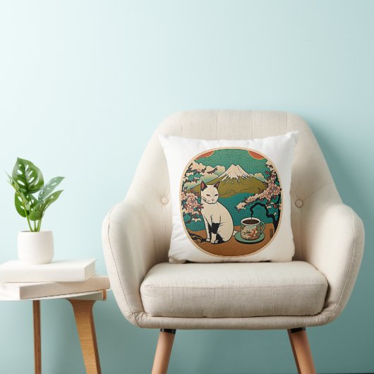 No 01、ハッピーキャットハワイアンラッキーキャットコーヒー クッション (椅子)
