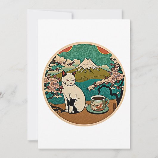 No 01、ハッピーキャットハワイアンラッキーキャットコーヒー サンキューカード (正面)