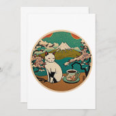 No 01、ハッピーキャットハワイアンラッキーキャットコーヒー サンキューカード (正面/裏面)