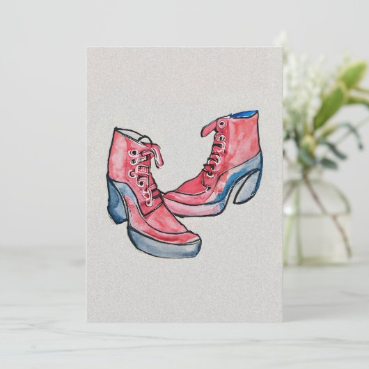 No 01、手スケッチの靴おもしろいコレクション サンキューカード (スタンド正面)