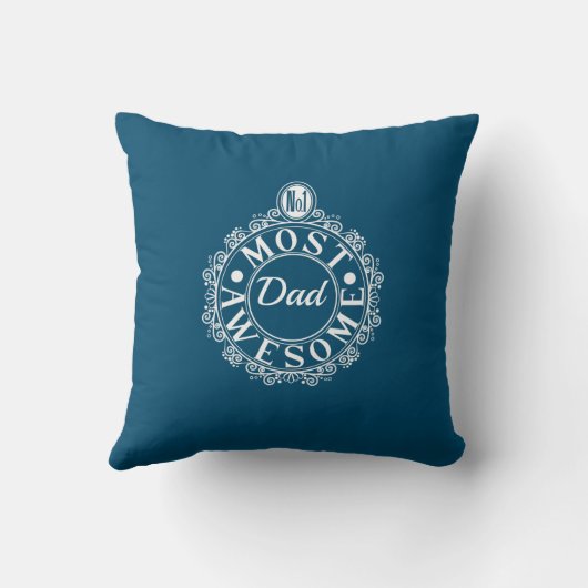 No.1ほとんどの素晴らしパパカスタムホワイトラインタイポグラフィ クッション (裏面)