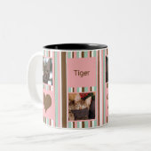 No.1キャットマムフォトコラージュナポリタンストライプ ツートーンマグカップ (正面左)