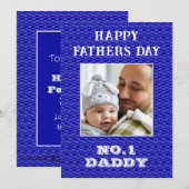 No 1パパ名とフォトファーザーズDay Blue シーズンカード (正面/裏面)