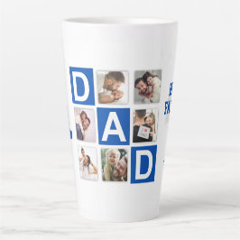 No.1パパ6フォトコラージュHappy Father's Day Blue カフェラテマグ