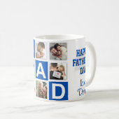 No.1パパ6フォトコラージュHappy Father's Day Blue コーヒーマグカップ (正面右)
