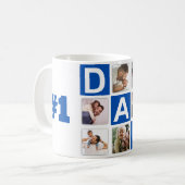 No.1パパ6フォトコラージュHappy Father's Day Blue コーヒーマグカップ (正面左)