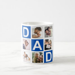 No.1パパ6フォトコラージュHappy Father's Day Blue コーヒーマグカップ