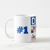 No.1パパ6フォトコラージュHappy Father's Day Blue コーヒーマグカップ (左)