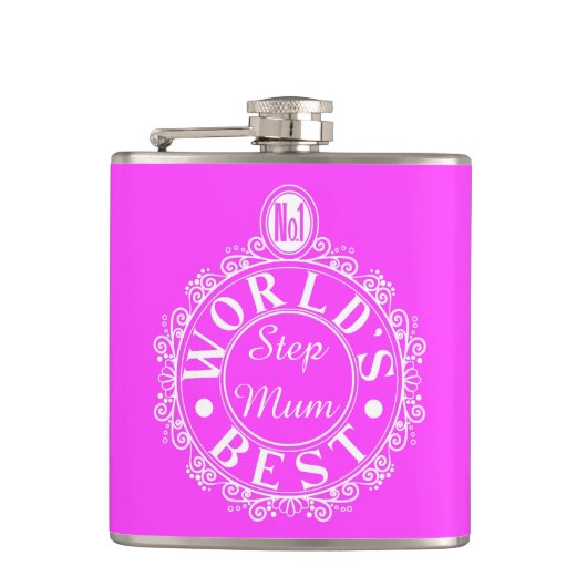 No.1ワールドステップマ最高のムムホワイトクラシックオンピンク フラスク (正面)