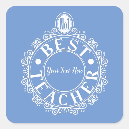 No.1最高の先生ホワイトラインデザインタイポグラフィ スクエアシール (正面)