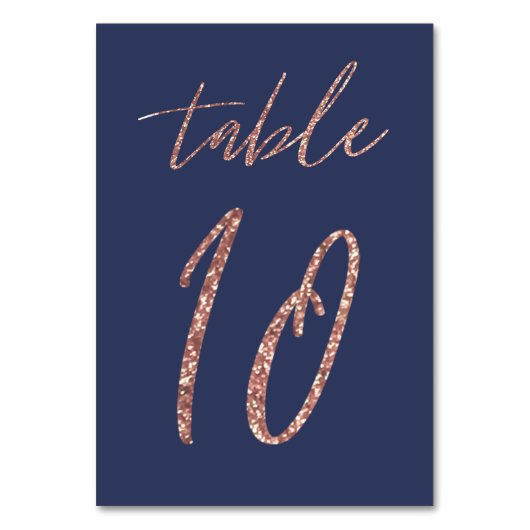 No. 10 – グラムグリッターバラ金ゴールドとブルー結婚ズ テーブルナンバー (正面)