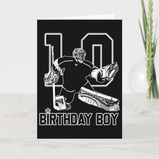 No. 10 Ice Hockey Goalie Happy 10th Birthday Boy  カード (正面)