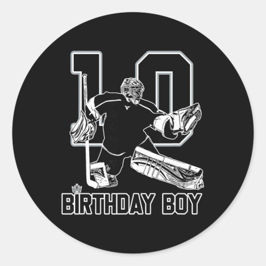 No. 10 Ice Hockey Goalie Happy 10th Birthday Boy  ラウンドシール (正面)