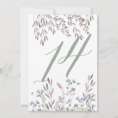 No. 14両面のワイルドフラワーのウェディングテーブル 招待状 (裏面)