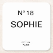 No 18 French Chic 18th Birthday Party スクエアペーパーコースター (正面)