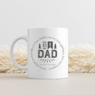 No. 1 Dad Vintage Circle 名前入り コーヒーマグカップ