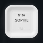 No 30 French Chic 30th Birthday Party ペーパープレート<br><div class="desc">Add a touch of chic French-inspired elegance to an unforgettable celebration with these Chic French No. 30 Birthday Party Plates. Designed with a stylish “No. 30” lettering and personalized with a custom name, Est. year and location, these paper plates elevate any 18th birthday party table setting with a sophisticated, fashion-forward...</div>