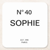 No 40 French Chic 40th Birthday Party スクエアペーパーコースター (正面)