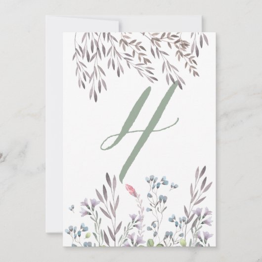 No.4　両面カード　ワイルドフラワーのウェディングテーブル 招待状 (正面)