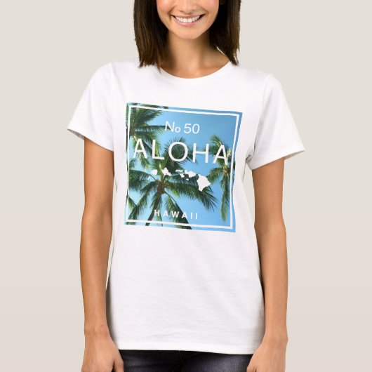 No. 50 Aloha Hawaii Palm Island Paradise Tシャツ (正面)