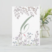 No.6の野生の花の結婚式テーブルカード(両面) 招待状 (スタンド正面)