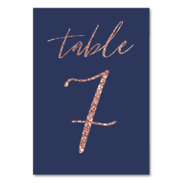 No.7 - グラムグリッター ローズゴールドとブルーのウェディング テーブルナンバー