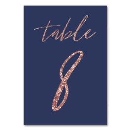 No. 8 - グラマラス グリッター ローズゴールドとブルーのウェディング テーブルナンバー