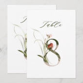 No.8 テーブルナンバー（ボタニカルフラワーデザイン） 招待状 (正面/裏面)