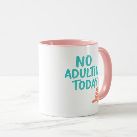 No Adulting Today Funny Relaxed Message Combo Mug マグカップ (正面右)