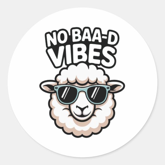 No Baa-d Vibes Sheep ラウンドシール (正面)