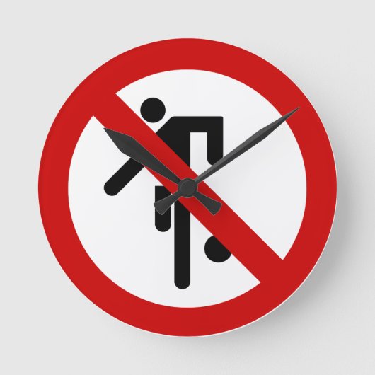 NO Ball Games ⚠タイパークサイン⚠ ラウンド壁時計 (正面)