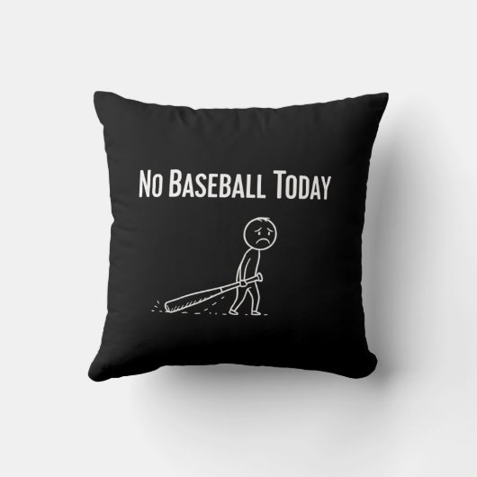 No Baseball Today Sad Stick Figure Baseball lovers クッション (裏面)