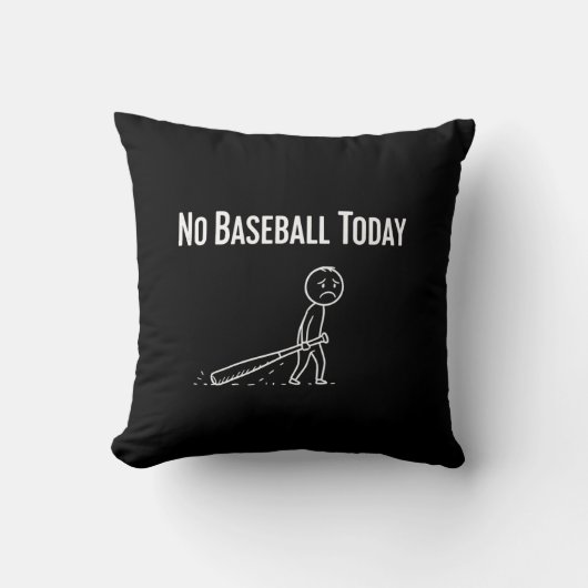 No Baseball Today Sad Stick Figure Baseball lovers クッション (正面)