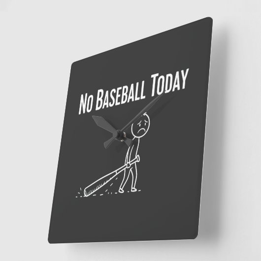 No Baseball Today Sad Stick Figure Baseball lovers スクエア壁時計 (傾斜)