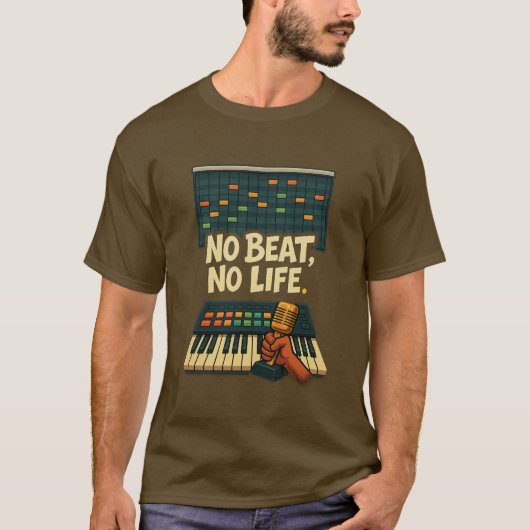 No Beat, No Life – Music Producer T-Shirt Tシャツ (正面)